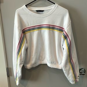 Abercrombie and Fitch, Cropped, Simple White & Rainbow Sweatshirt